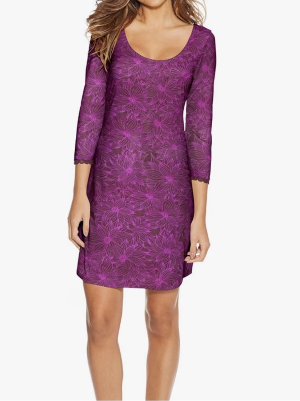 Maidenform Sz M Women's Prima Ballerina Lace Trim Sleepshirt